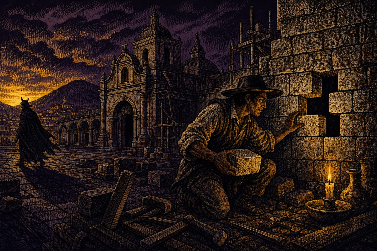 Ilustración de Cantuña, leyenda de Ecuador