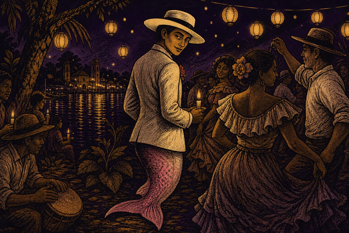 Ilustración de El Boto, leyenda de Brasil