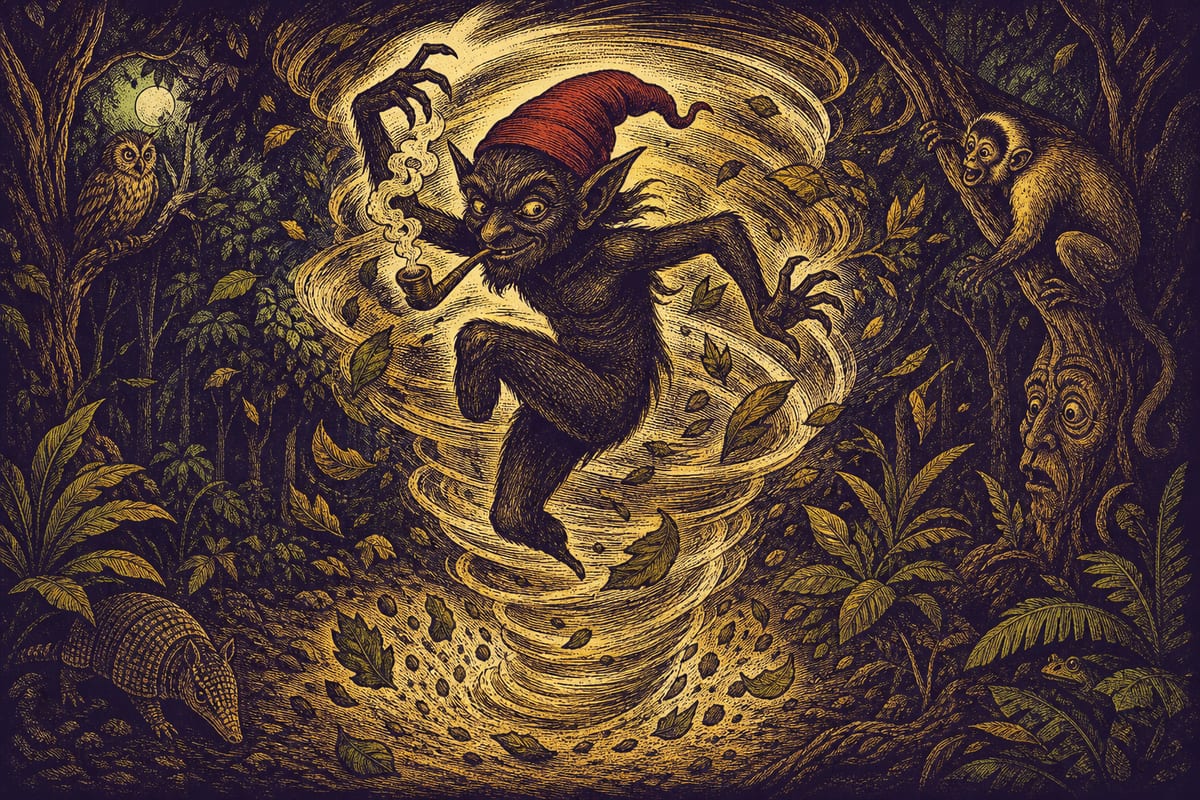 Ilustración de El Saci-Pererê, leyenda de Brasil