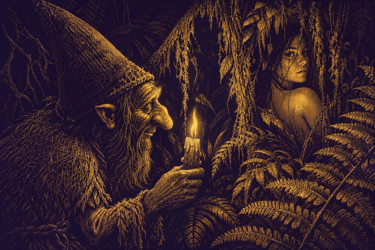 Ilustración de El Trauco, leyenda de Chile