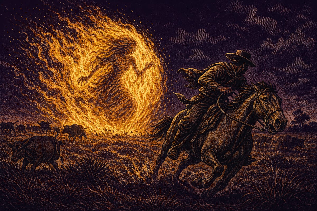 Ilustración de La Bola de Fuego, leyenda de Venezuela