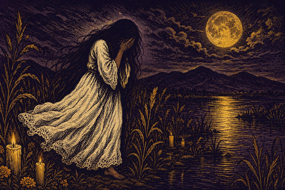 Ilustración de La Llorona, leyenda de México