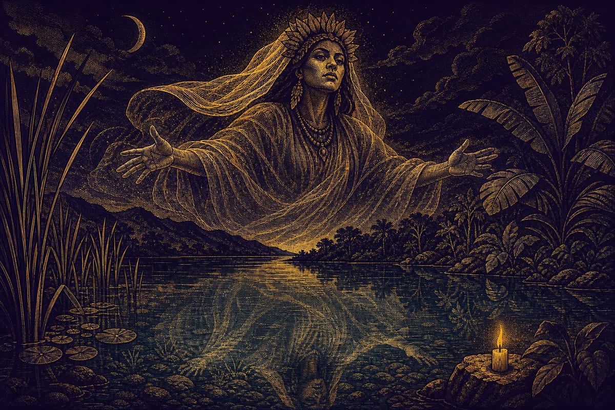Ilustración de La Madre del Agua, leyenda de Venezuela