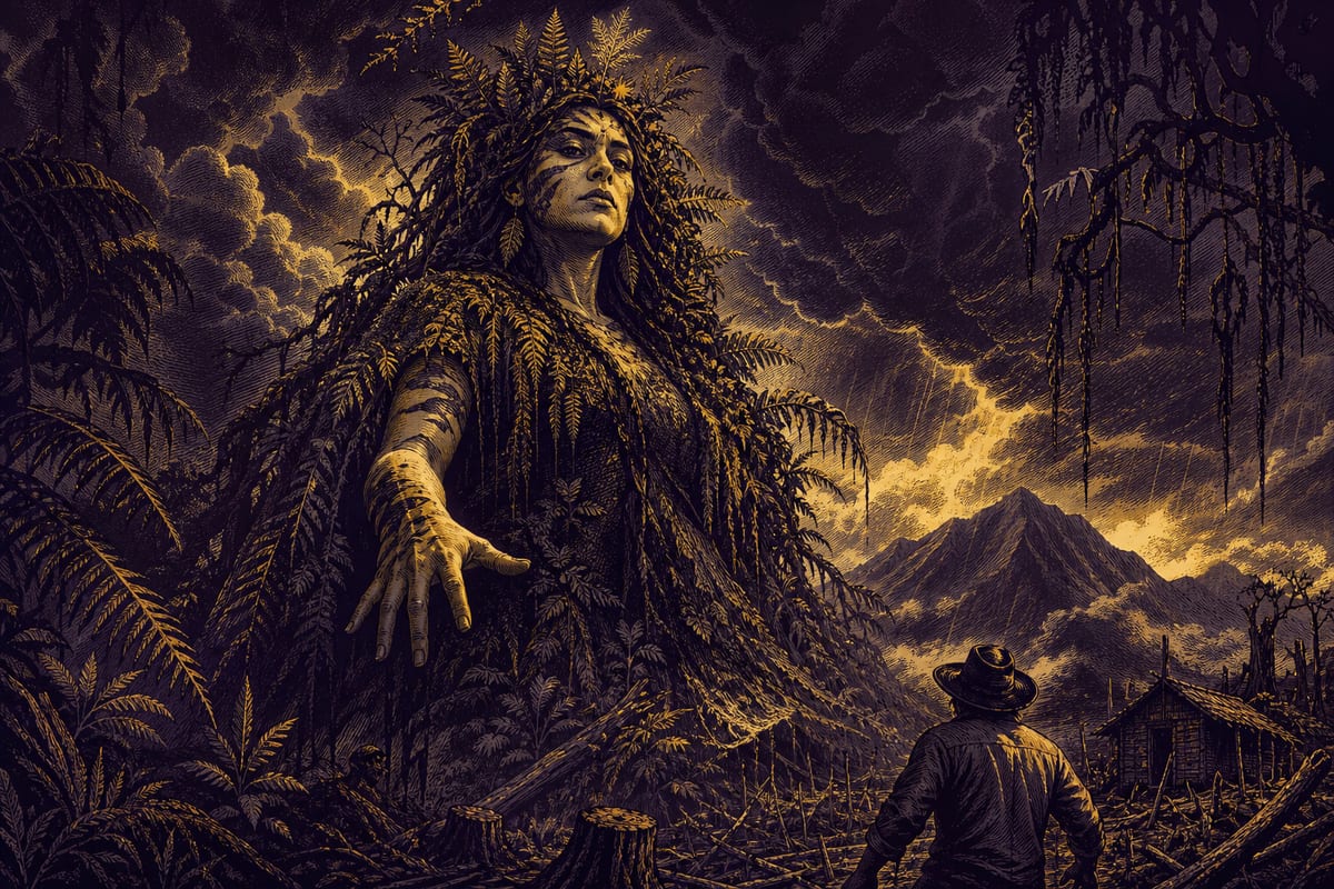 Ilustración de La Madremonte, leyenda de Colombia