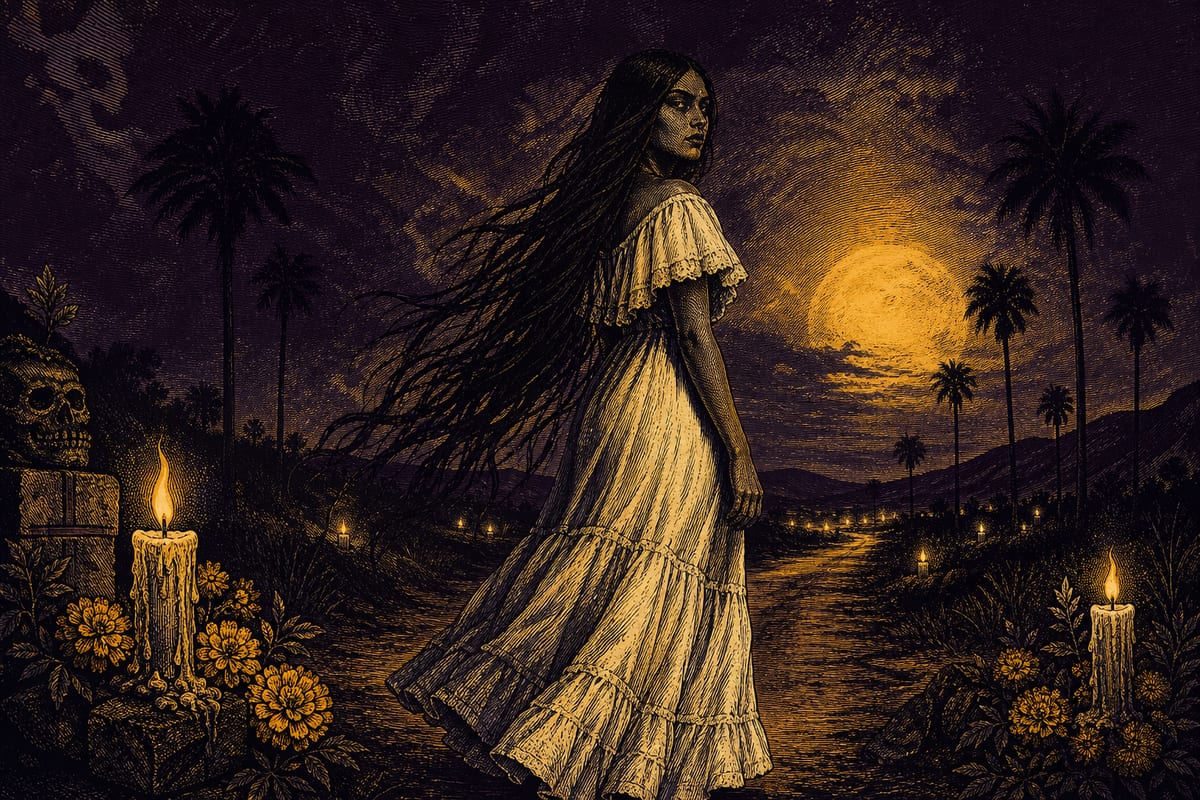 Ilustración de La Sayona, leyenda de Venezuela