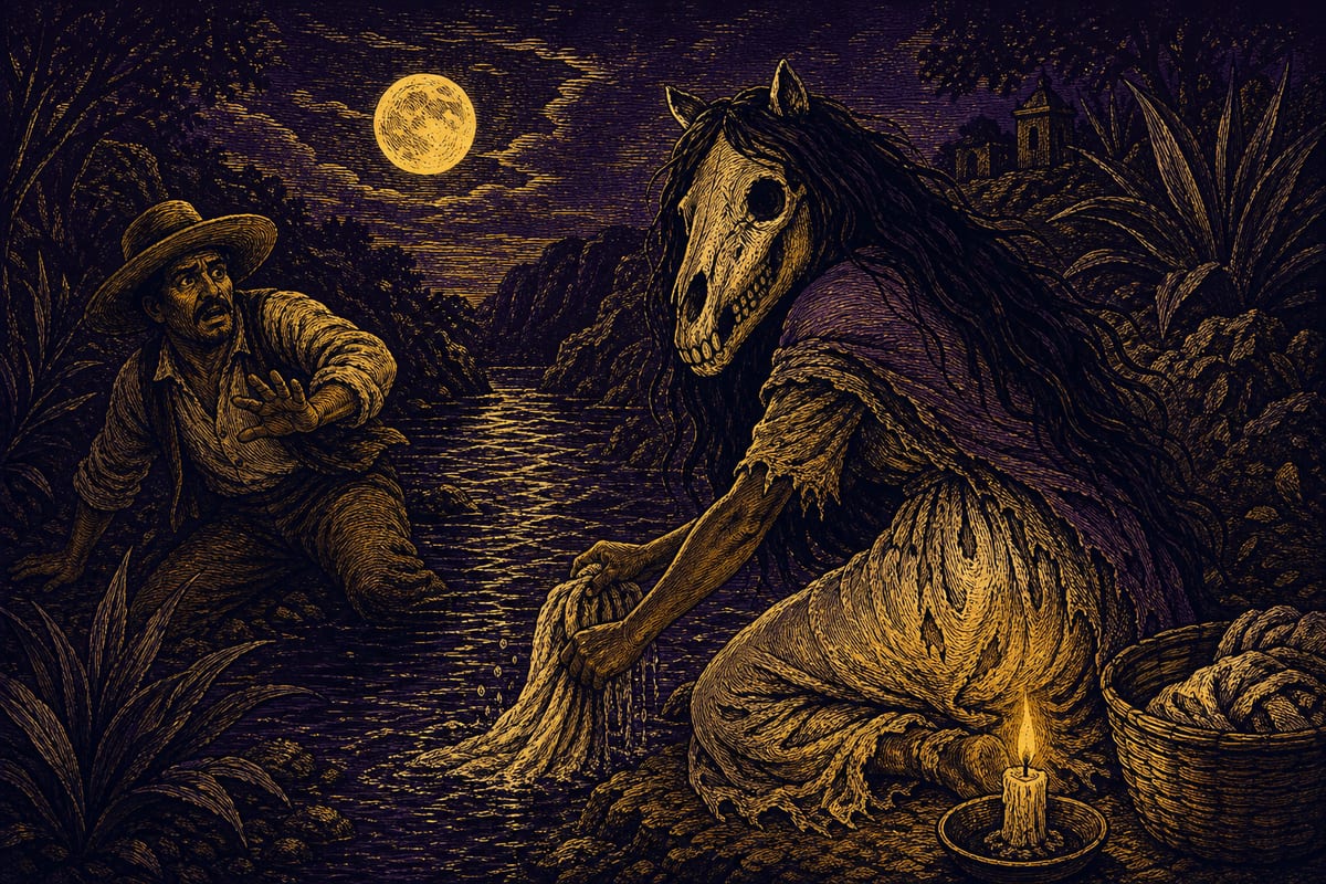 Ilustración de La Siguanaba, leyenda de Centroamérica