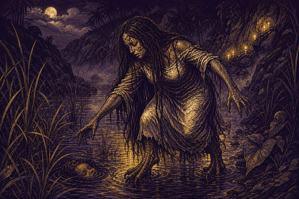 Ilustración de La Tulivieja, leyenda de Panamá