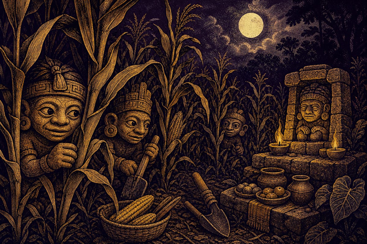 Ilustración de Los Aluxes, leyenda de México